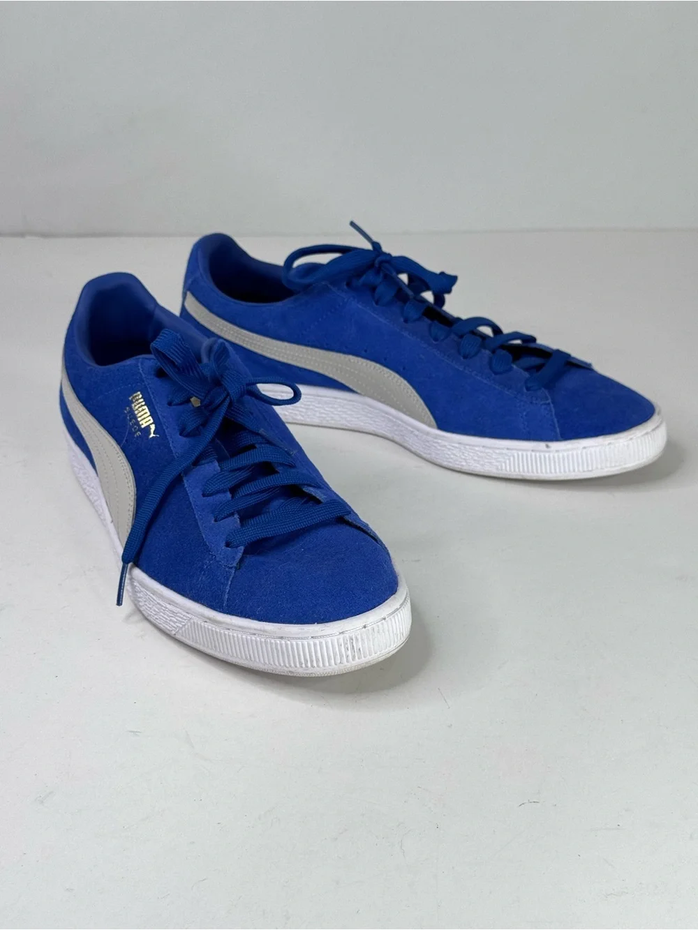 Puma Men’s Royal Blue Suede Sneakers with Cream Formstripe